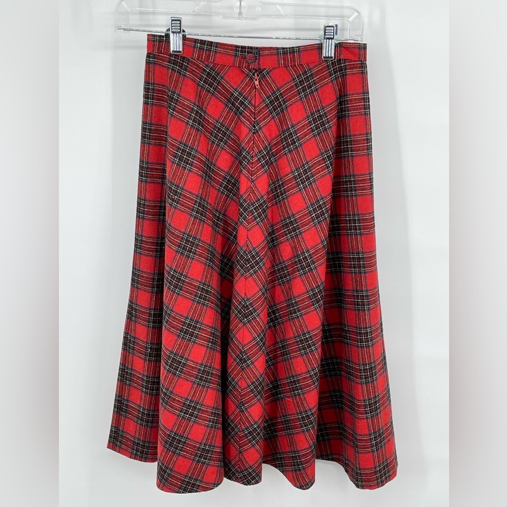 Vintage Bobbie Brooks Union Made Skirt Set Red Plaid Size 7/8 Wool Blend - Picture 5 of 10